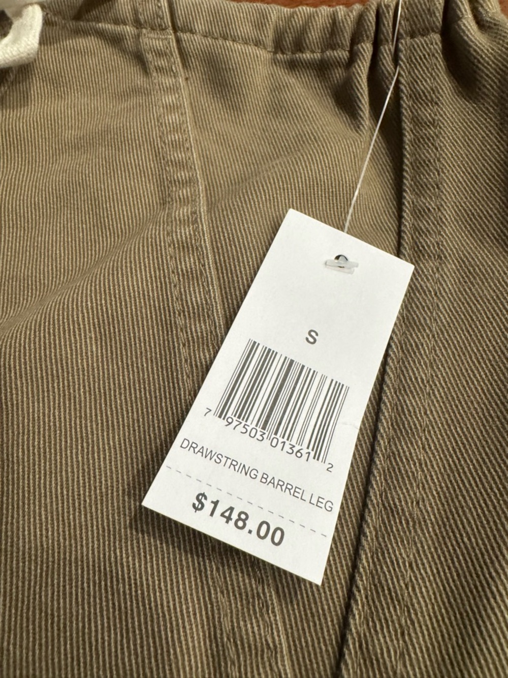 BLANKNYC Barrel Leg Pants S Tan Drawstring High Rise Utility Wide Leg NWT - Picture 3 of 9